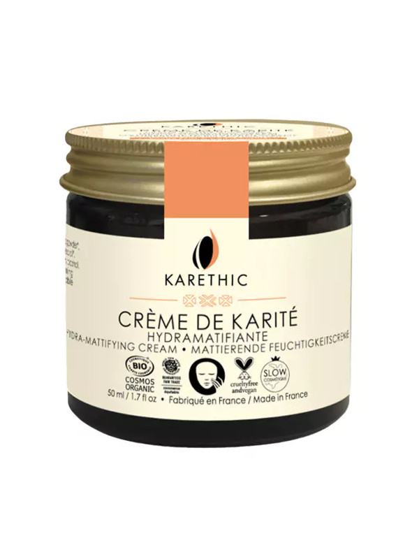 Crème de karité hydra-matifiante Karethic pot verre 50 ml