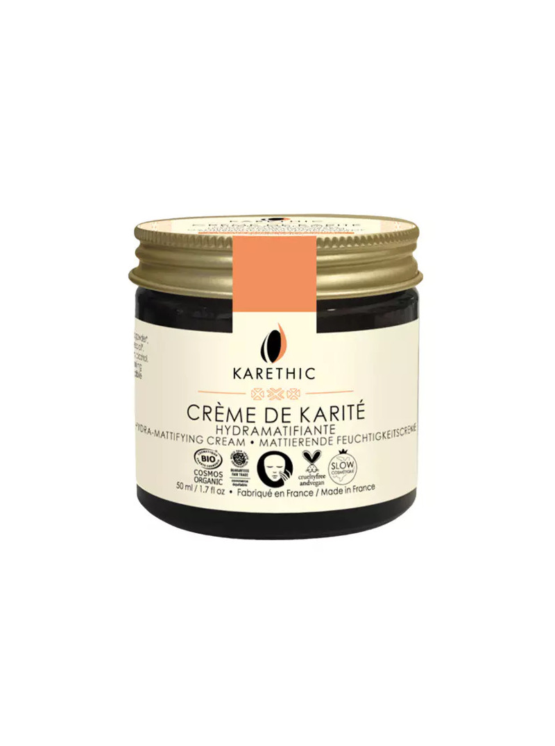 Crème de karité hydra-matifiante Karethic pot verre 50 ml