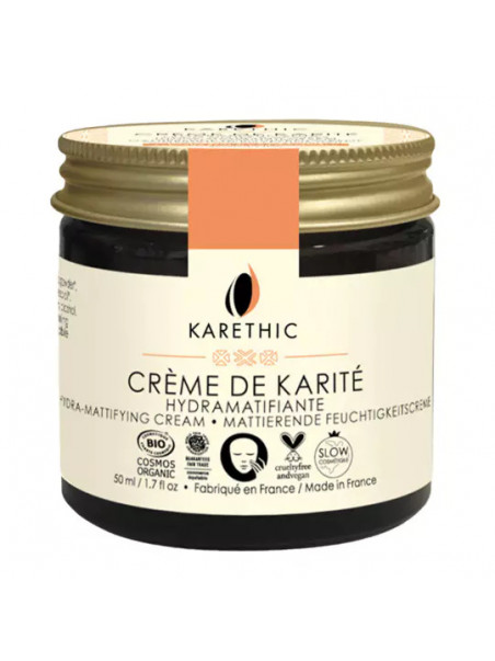 Crème de karité hydra-matifiante Karethic pot verre 50 ml