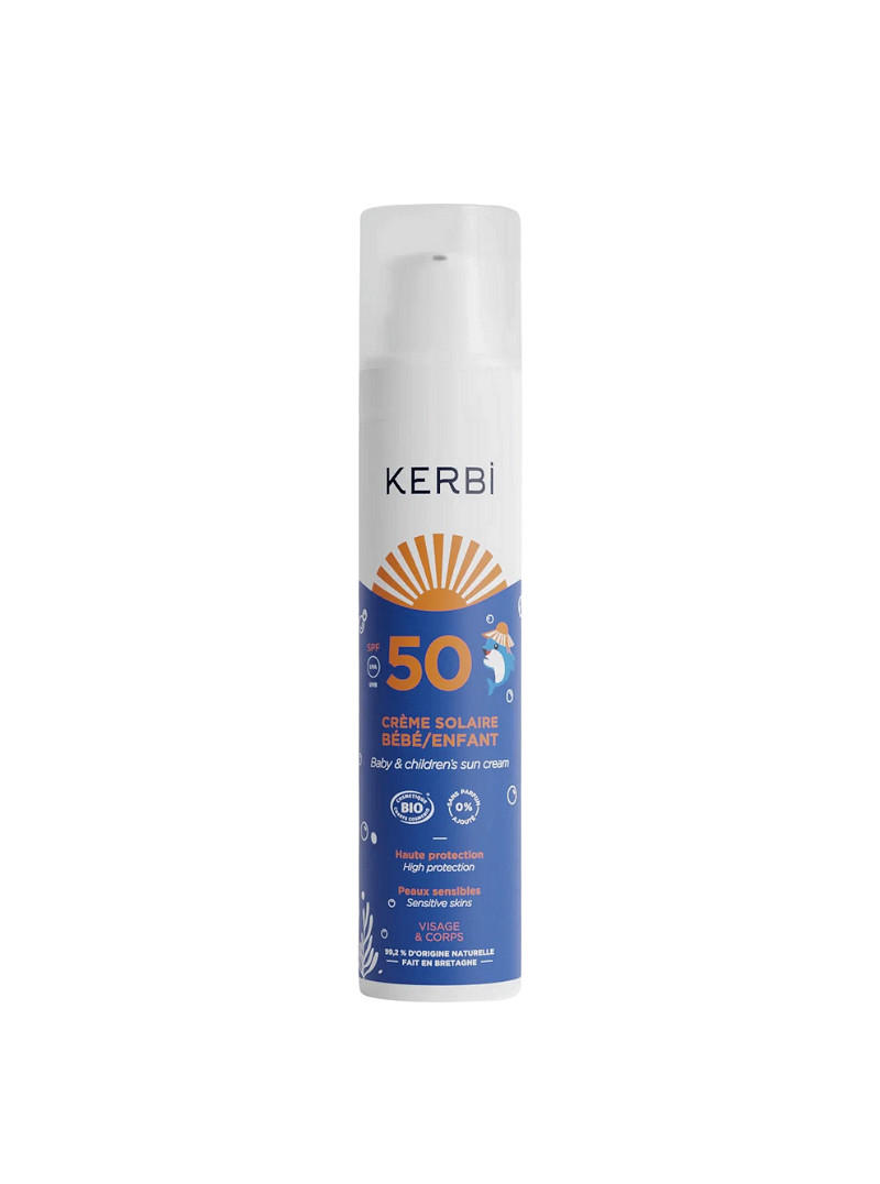 Crème solaire enfants et bébés SPF 50 flacon airless 100 g KERBI