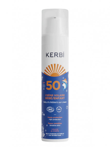 Crème solaire enfants et bébés SPF 50 flacon airless 100 g KERBI