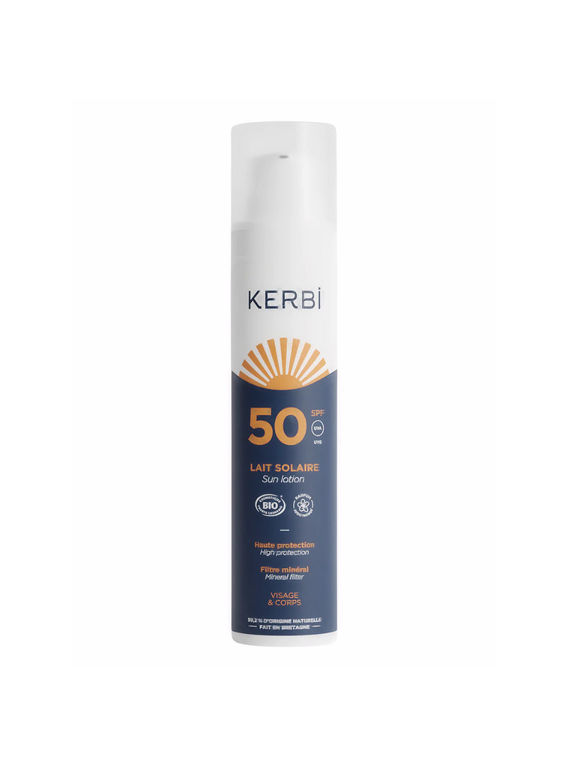 Lait solaire SPF50 flacon airless 100g KERBI