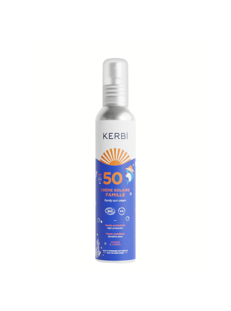 Crème solaire SPF50 pour toute la famille, flacon 150g KERBI